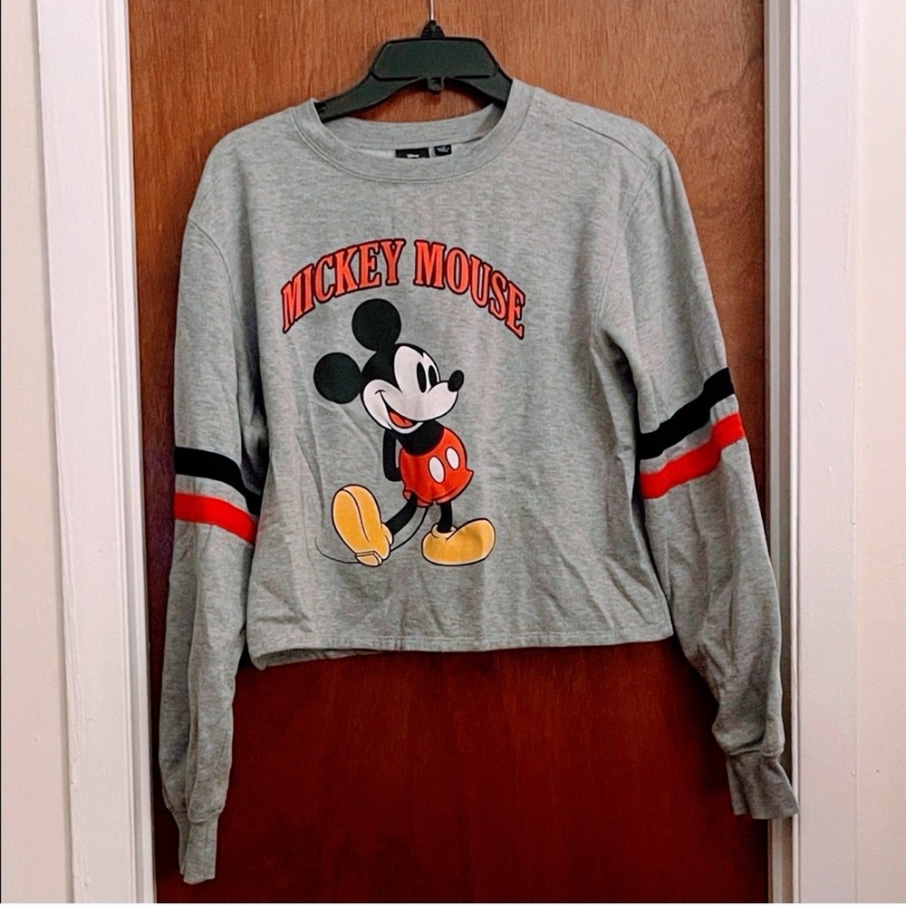 Mickey Mouse Gray Crop Sweatshirt
